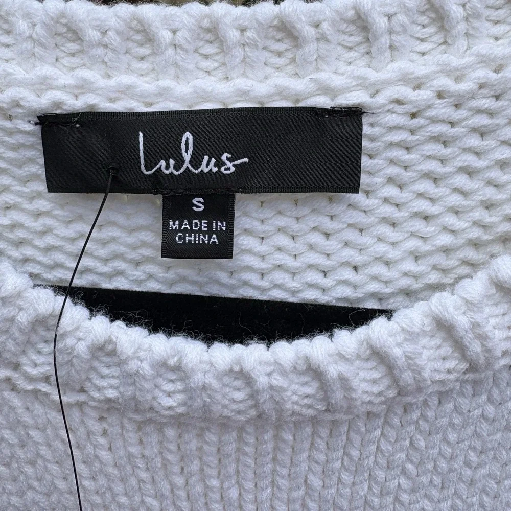 Lulus Women Small Mini Dress White Tan Colorblock Sleeveless Summer Knit Neutral - Picture 3 of 6